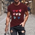 thumbnail image 5 of Aloohaidyvio Men's Heart Graphic Print Tee Tops Casual Round Neck Short Sleeve Valentine's Day Summer T Shirts, 5 of 5
