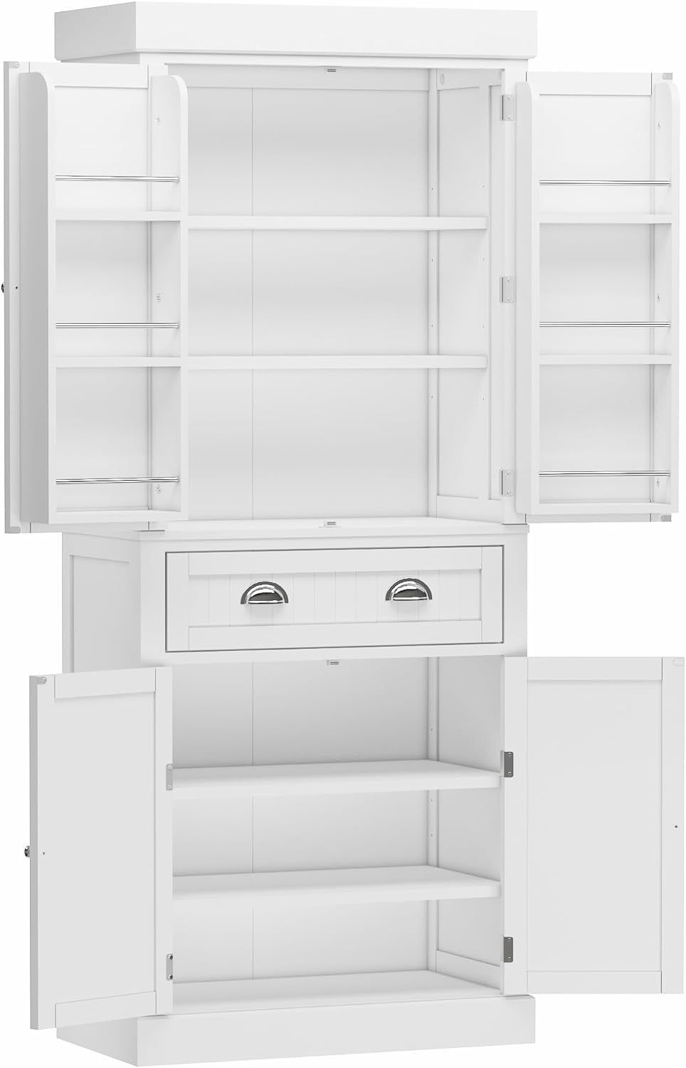 AVZEAR Kitchen Pantry Cabinet, Glass Door Cupboard 69.7 Freestanding  Multifunctional Kitchen Pantry Cabinet Storage Cabinet Cupboard with 6  Doors,4 Shelves and 1 Drawer, White - Yahoo Shopping