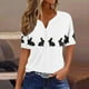 thumbnail image 5 of Blusas de Verano de las Mujeres Casual Gradiente Manga Corta V-Cuello Superior, Ligera Imitación de Tela de Estante para la Primavera Y el Verano Diario Y de Fiesta, 5 of 6