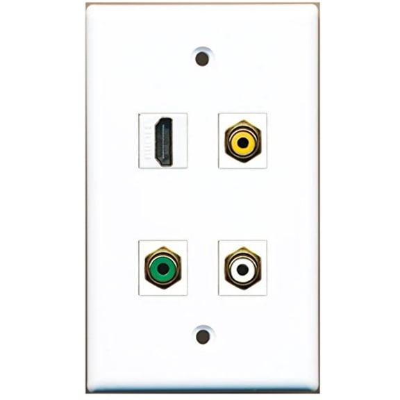 RiteAV - 1 Port HDMI 1 Port RCA White 1 Port RCA Yellow 1 Port RCA Green Wall Plate