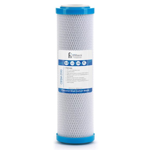 Coconut Shell CTO, Cyst Carbon Block Drinking Water Filter, 2.5 x 10, 0.5 Micron