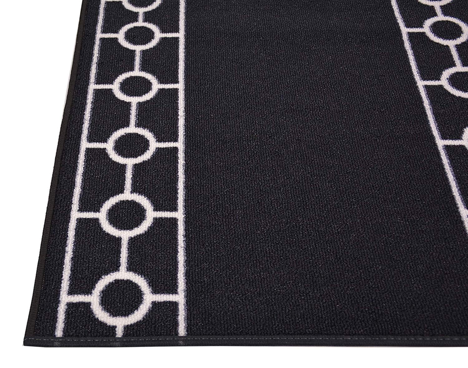 Extra-Long Low Pile Runner Rug Skid Resistant Backing Rug Runner Bordered Geometric Abstract Design Cut to Size Roll Runner Rugs - 2 Feet x 26 Inch