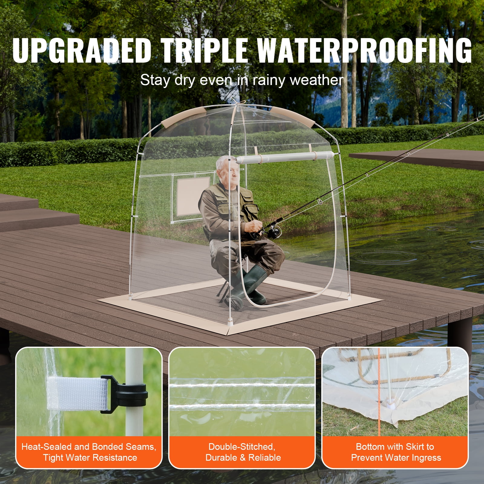 KFFKFF Solo Sports Pod, Quick Setup Weather-Resistant Shelter, Transparent Outdoor Bubble for Viewing Soccer, Football, Softball Events, Parades, and Fishing Activities, 1-Person Capacity