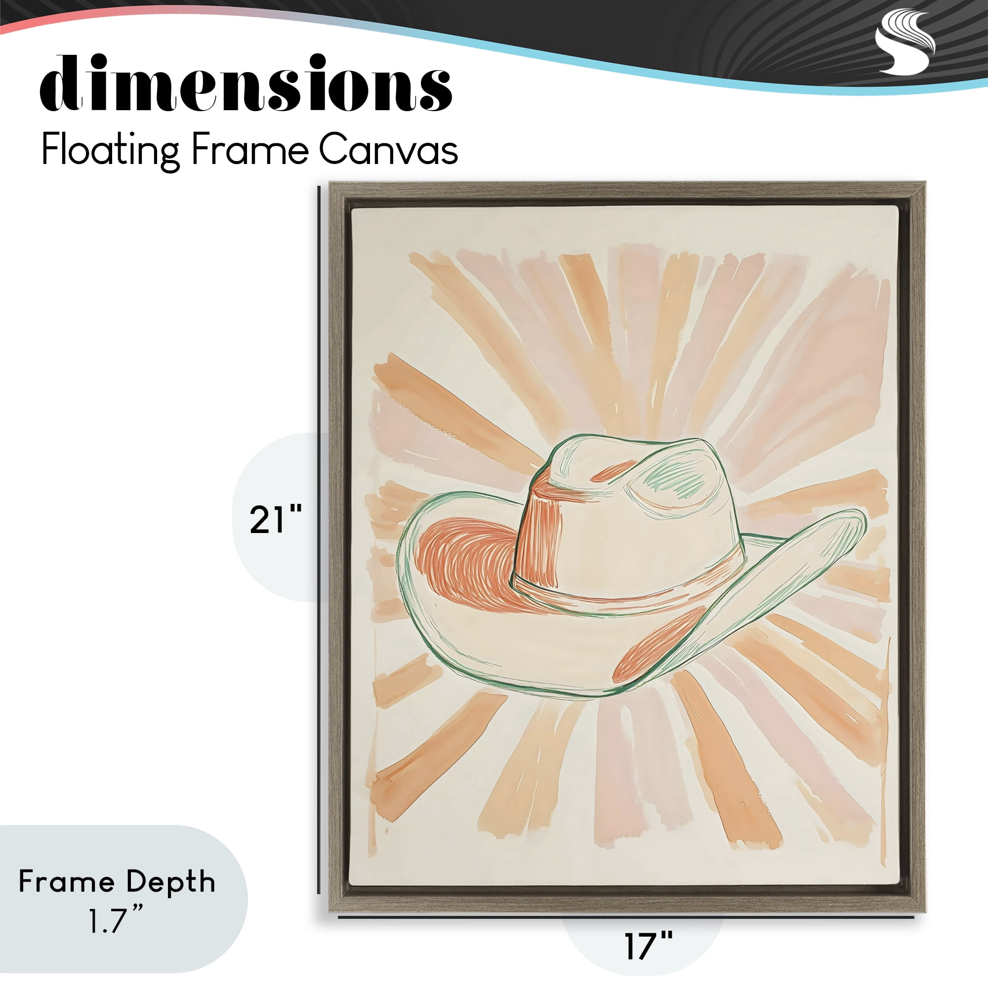 Stupell Industries Sunburst & Cowboy Hat Brown Framed Floater Canvas Wall Art, design by The Prints Vibe