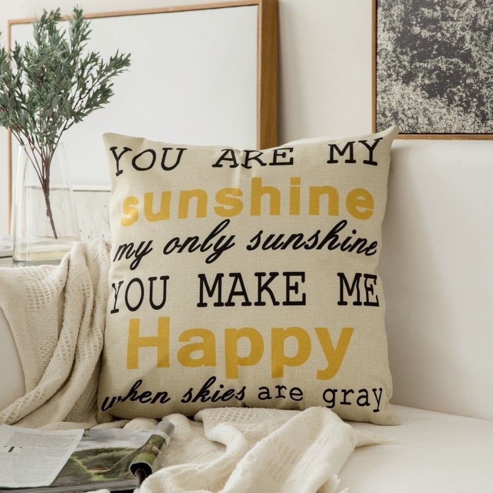 You Are My Sunshine You Make Me Happy Cotton Linen Pillow Case