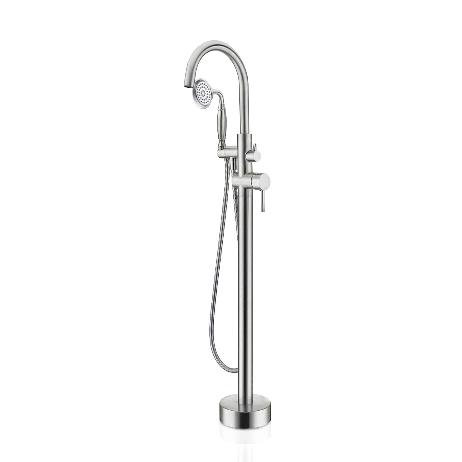 Freestanding Tub Filler Freestanding Tub Filler Bathtub Faucet Brushed Nickel with Hand Held Shower Floor-Mount Freestanding Bathtub Faucet