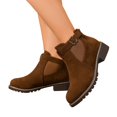 thumbnail image 4 of Chelsea Boots for Women Ankle Almond Toe Low Block Heel Buckle Strap Elastic Side Booties 43, 4 of 5