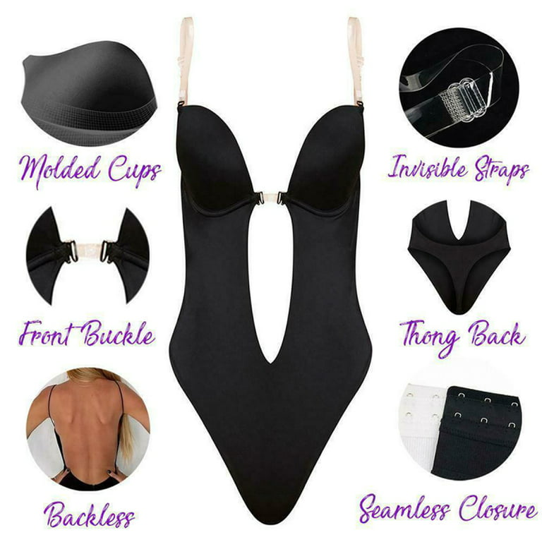 Enow-YL Womens Seamless Backless Underwear, Dress Push Up Bodysuit