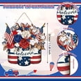 thumbnail image 3 of Door Hanger Decor, 4Th of July Sign, Front Door Welcome Sign, Wooden Independence Day Decor, Artificial Floral, Red White Blue Stars, Patriotic Accents, Front Porch Entryway,, 3 of 8