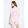 thumbnail image 4 of Joyspun Women’s Pointelle Knit Notch Top and Shorts Pajama Set, 2-Piece, Sizes XS-3X, 4 of 6