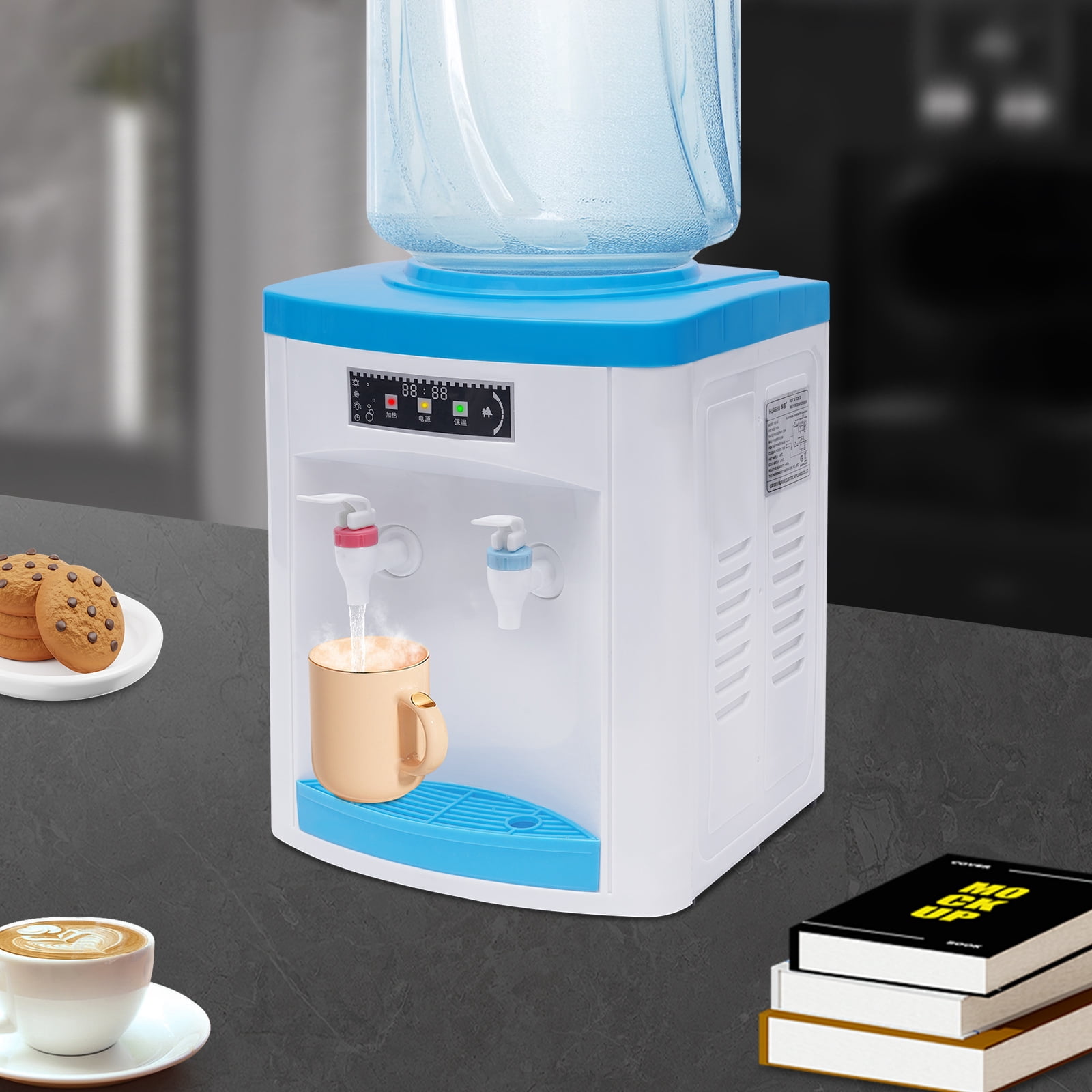 Peakora Hot/Cold Water Dispenser with 194℉ Heating Power 46℉ Cooling Power Portable Desktop White and Blue Top Loading Water Dispenser for Both Home and Commercial Places