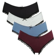 Charmo Women's Cotton Soft Underwear Stretch Hipster Solid Panties 4 Packs