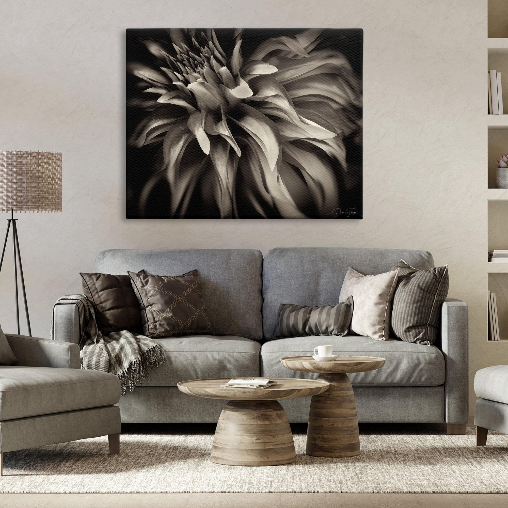 Stupell Industries Dark Curling Chrysanthemum Botanical & Floral Photography Gallery Wrapped Canvas Art Print Wall Art, 48 x 36