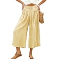 thumbnail image 3 of BUIGTTKLOP Capri Pants for Women Striped High Waisted Lounge Pants Striped Wide Leg Summer Cropped Trousers, 3 of 5