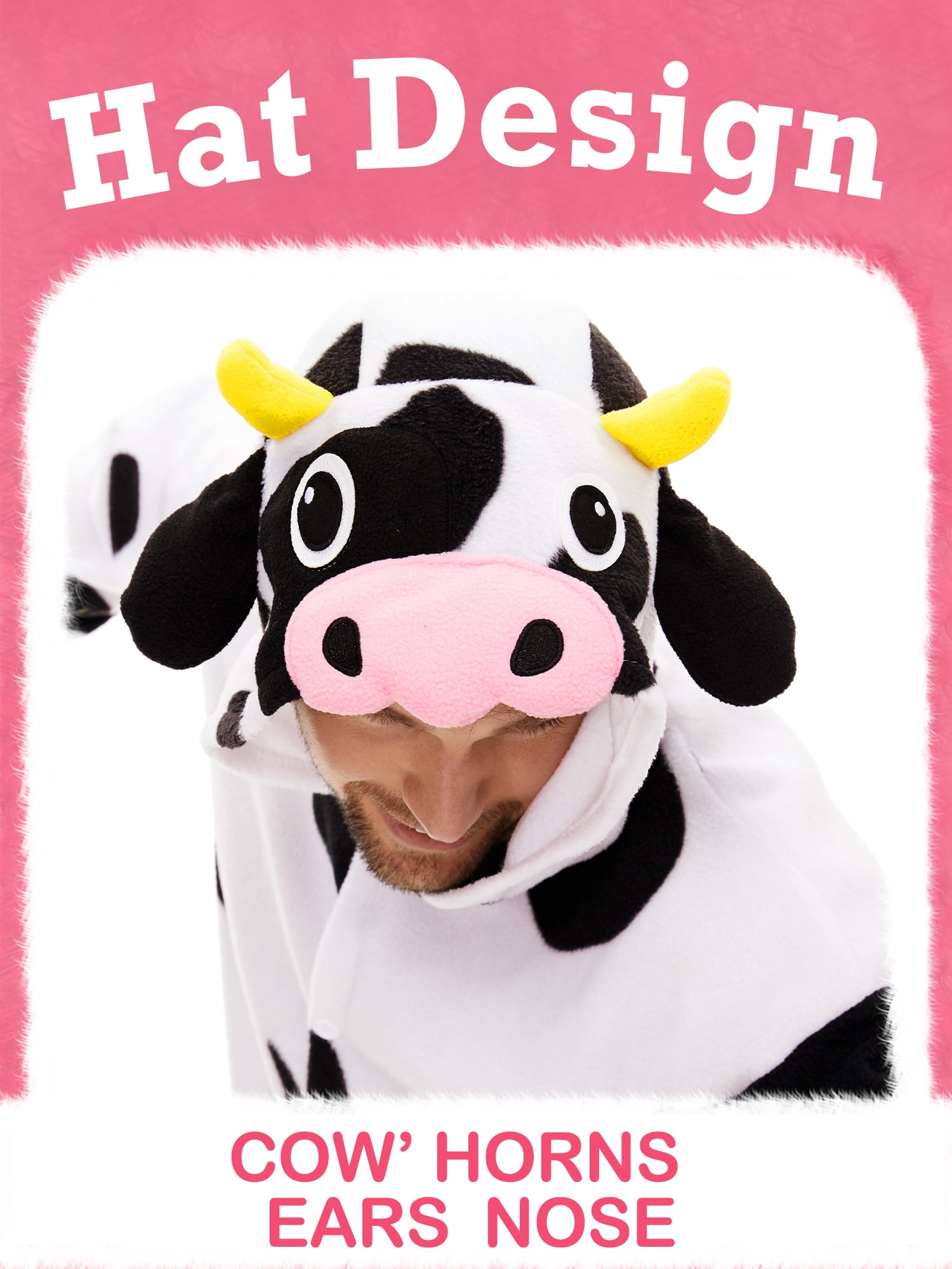 Cow Onesie Adults Unisex Animal Pajama Polyester One-Piece Sleepwear for Women and Men Medium