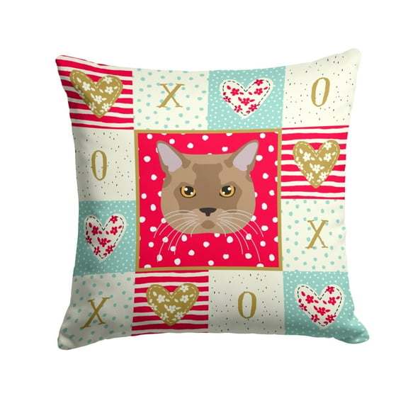 Carolines Treasures CK5115PW1414 European Burmese Cat Love Fabric Decorative Pillow  14Hx14W multicolor