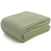 Infinitee Xclusives 100% Cotton Blanket-Herringbone Throw Blankets King Green