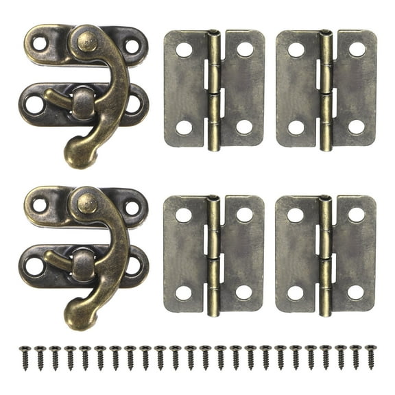 Uxcell 2-Pack Small Door Hinges, 1.06in (27mm) Iron Interior Folding Butt Mini Hinges with Latch Hook; Screw for Jewelry Box