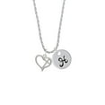 thumbnail image 2 of Delight Jewelry Silvertone Heart Outline with diagonal Cross Silvertone Script Initial Disc - H - Charm Necklace, 20"+3", 2 of 4