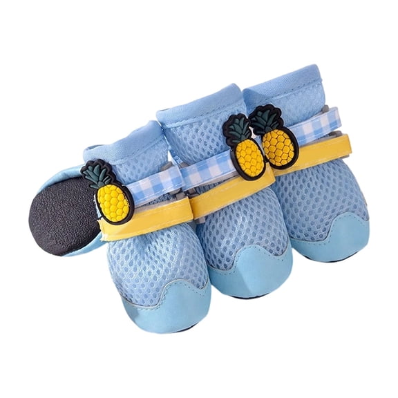 4Pcs Mesh Dog Shoes Dog Boots, Breathable Dog Shoes for Small Dogs, Waterproof Puppy Booties Sandals with Anti- Sole, Dog Shoes for Hot Pavement Durable Pet Paw Protector