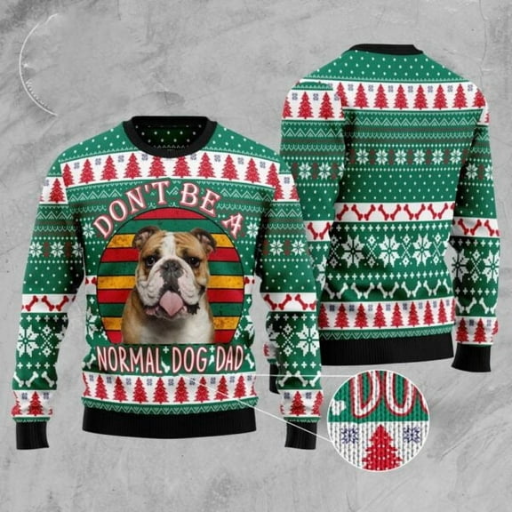 Bulldog Dog Dad Christmas Sweater, Dog Christmas Sweater, Dog Sweaters