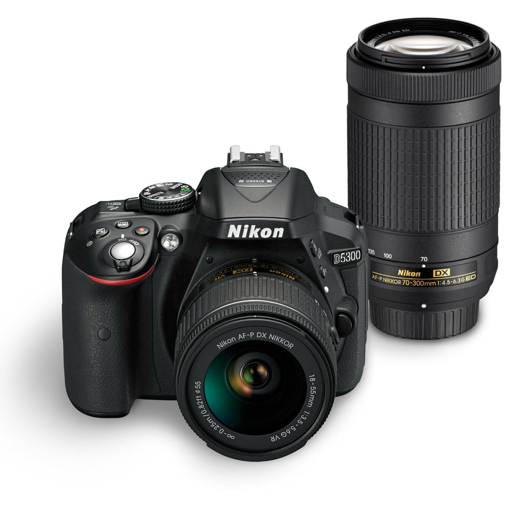 Nikon D5300 24.2 MP DSLR Camera + AF-P DX 18-55mm 70-300mm NIKKOR