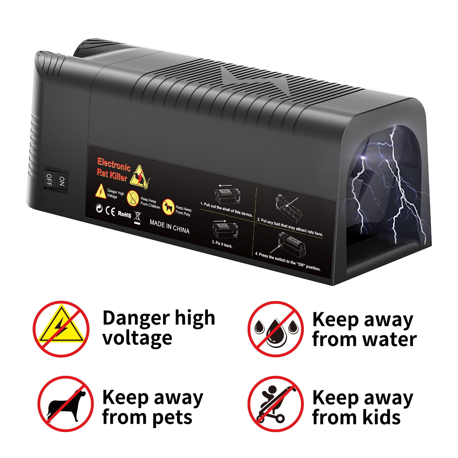 MK08 Electric Mouse Trap 2 Pack, Mouse Traps Indoor for Home, Rat Trap, Rat Poisoning for Inside, Electric Mouse Trap Zapper, Electric Rat Trap, Get Rid of Mice Permanently