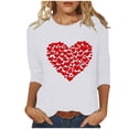 thumbnail image 2 of Spring Savings Clearane!Viikei Tops for Women Clearance Sale,Women's Casual Printed Round Neck Three Quarter Sleeve 3/4 Sleeve T-shirt Top White XL, 2 of 4
