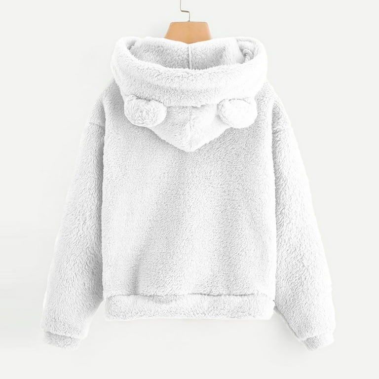 Faux Fur Pure Color Hooded Long Sleeve Women's Jacket Faux Fur Pure Color Hooded Long Sleeve Women's Jacket