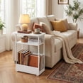 thumbnail image 6 of End Table for Narrow Space, 3 Tier Narrow Side Tables Modern Sofa Table with Storage Shelf, Bedside Table Slim Nightstand with Magazine Rack Living Room Home Office,White, 6 of 11