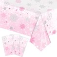 thumbnail image 3 of Snmubt Christmas Winter Decoration Disposable Plastic Tablecloths Red Blue Snowflake Christmas Party Tablecloths Pink, Plastic, 3 of 3