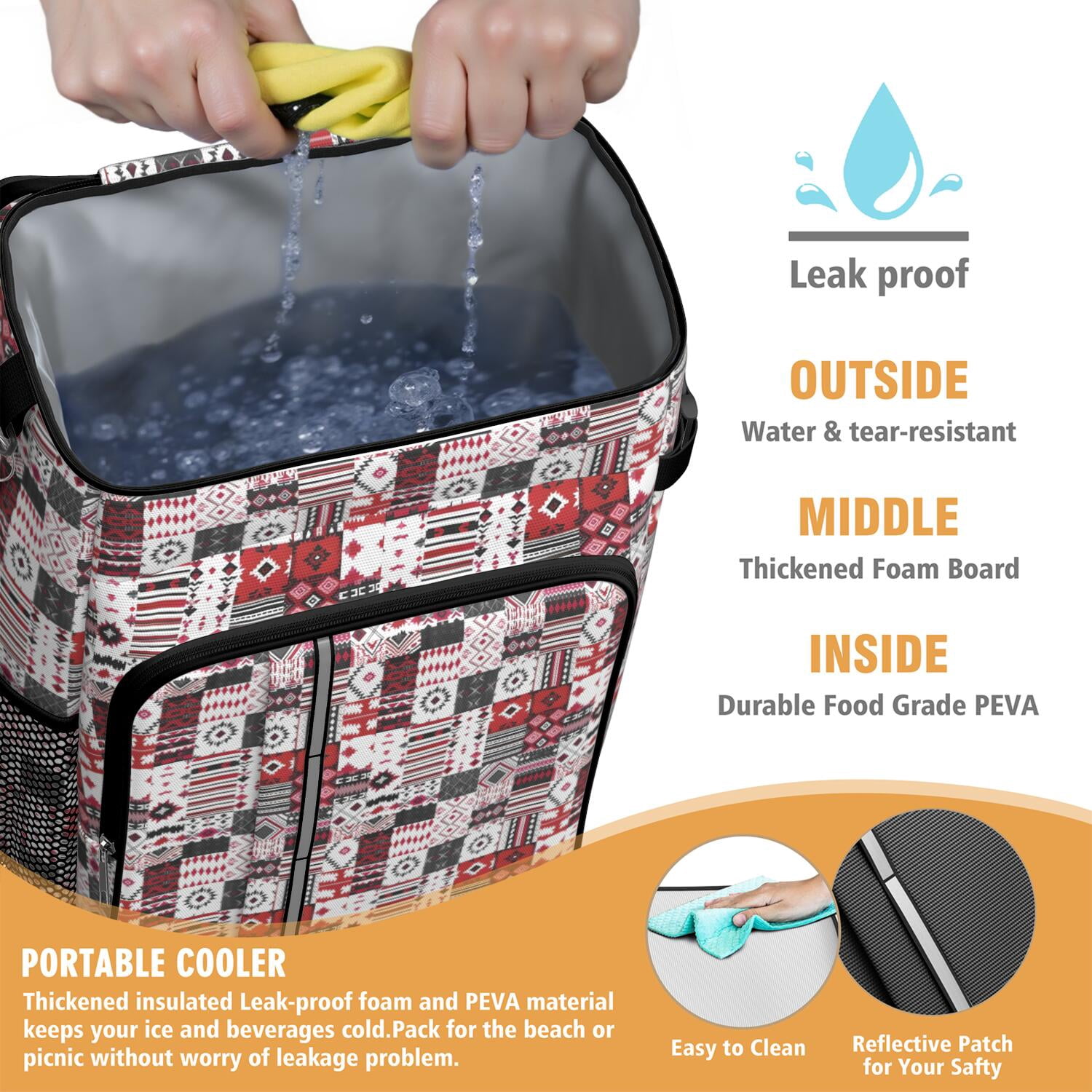 Travel Cooler Bag - Boho Bohemia Flower Camping Beer Cooler Backpack with Bottle Opener- Waterproof Insulated Picnic Backpacks - Cooler Bag for Beach