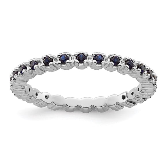 Auriga Fine Jewelry 925 Sterling Silver Created Sapphire Eternity Ring for Women Size 6
