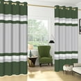 thumbnail image 4 of Nanqianyi Dark Green & Grey Stripe Blackout Curtains 42 x 96 Inch, Thermal Insulated Grommet Drapes for Bedroom/Living Room, 2 Panels, 4 of 9
