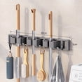 thumbnail image 2 of Gray 3 Hooks 2 Clips ,Heavy-duty Golden Metal Mop And Broom Holder with Adjustable Hooks - Wall-mounted Organizer for Home, Kitchen, Garden, Laundry Room, Garage - Durable Tool And Equipment Storage, 2 of 14