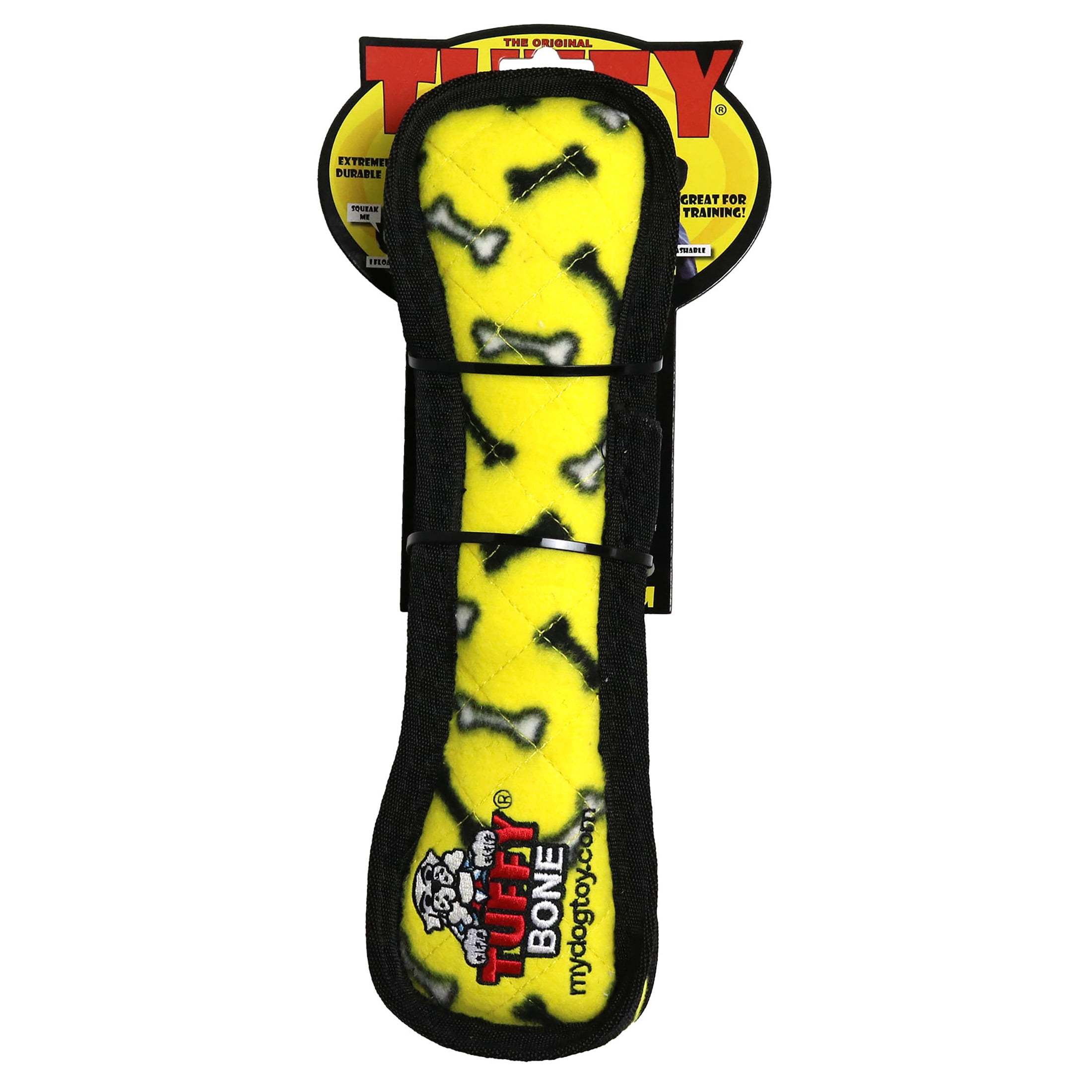 Tuffy Ultimate Bone Yellow Bone Durable Plush Squeaky Dog Toy