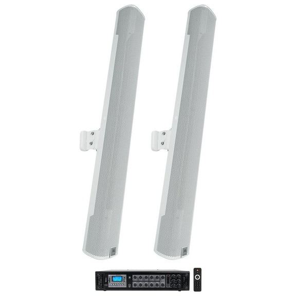 (2) JBL COL800-WH 32" White 70V Commercial Column Wall Mount Array Speakers Amp