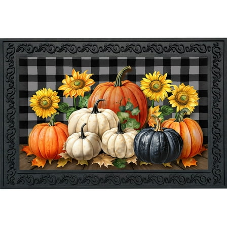 Briarwood Lane Fall Checkered Pumpkins Doormat