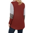 thumbnail image 5 of Nlife Women Lace Up V Neck Long Sleeve Striped Leopard Print Top, 5 of 7