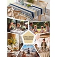 thumbnail image 5 of Khaki Grey Striped Table Cloth, Waterproof Tablecloth for Rectangle Tables, Navy Blue Farmhouse Stripes Abstract Art Reusable Washable Fabric Table Cover for Restaurant Kitchen Dining Tables 52"x70", 5 of 9