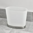 thumbnail image 3 of iDesign Gina Bathroom Trash Can, 3.2 Gallon Small Plastic Oval Open Top Garbage Bin, Made in USA, 2 Pack, Silver, 3 of 5