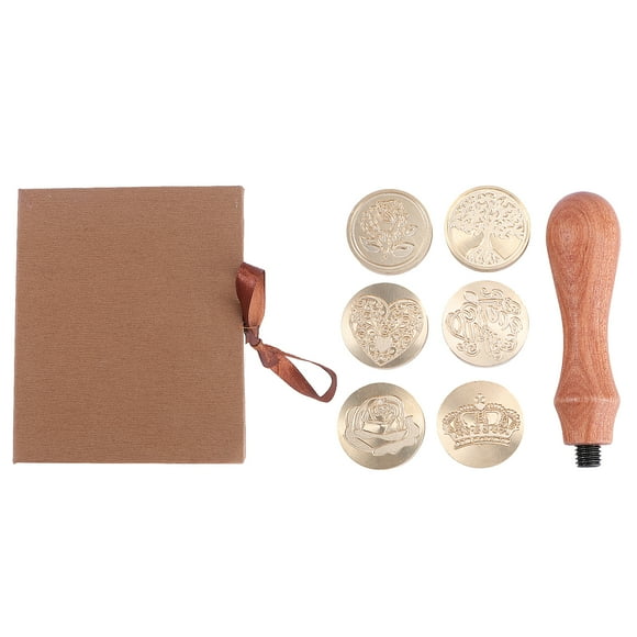 7pcs Manuscript Sealing Seal Wax Stamp Sticks Signet For Envelop Postage Letter (6pcs Stamp Seal and 1pc Stick)