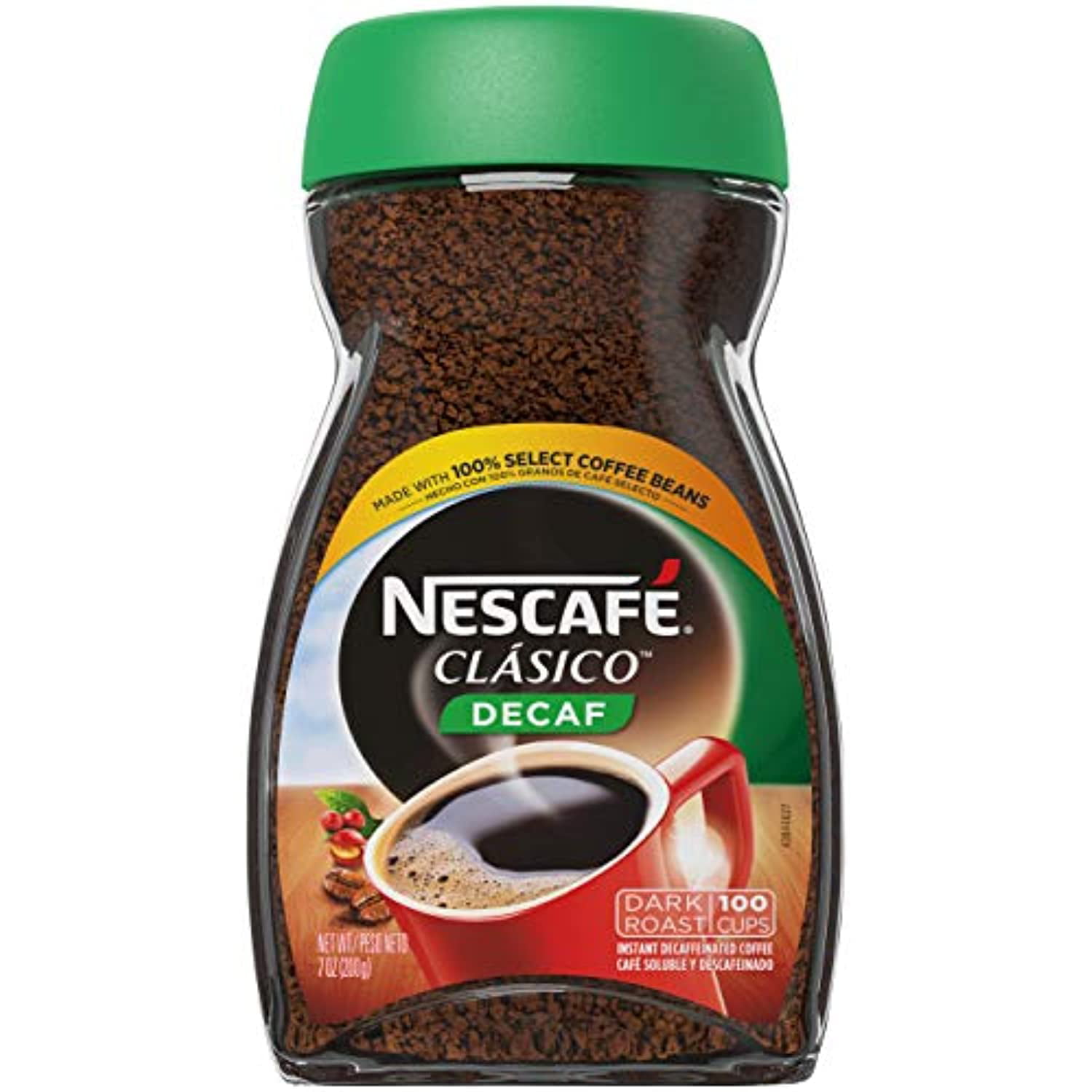 Clasico, café instantané pur décaféiné, Décaf, torréfaction intense, 7 oz  (200 g)