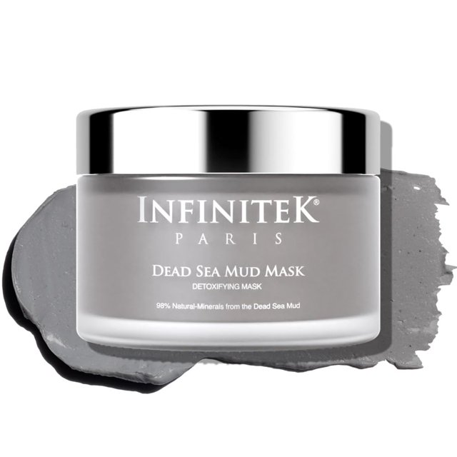 Infinitek Paris Dead Sea Mud Mask 6.34 Fl Oz - Mascarilla facial para tratamiento del acné Removedor de puntos negros Limpiador de poros antioxidante