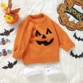 thumbnail image 5 of Toddler Baby Boy Girl Halloween Sweater Knit Chunky Pumpkin Sweaters Oversized Pullover Sweatshirt Tops Fall Winter Clothes, 5 of 7