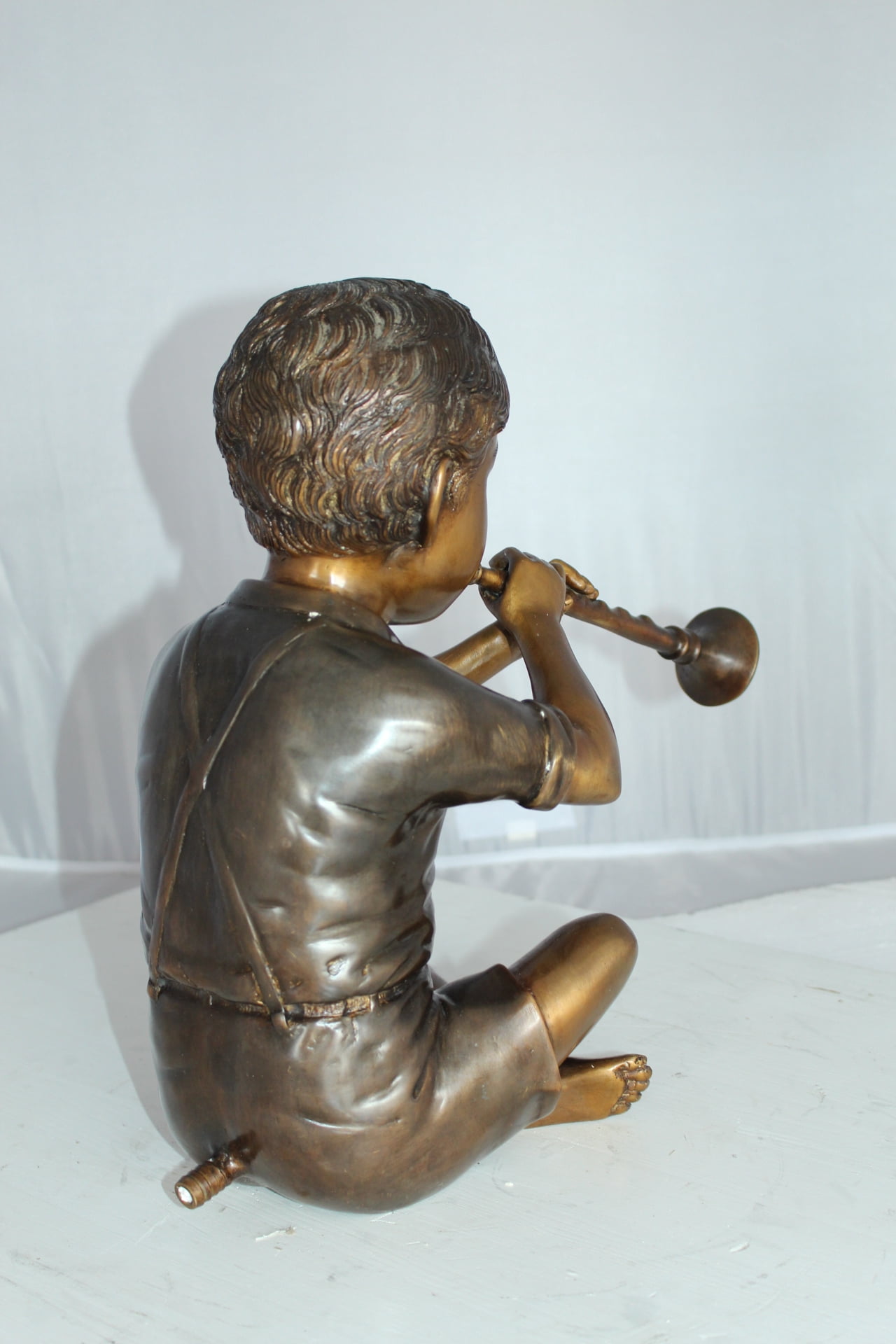 Nifao Boy Playing Flute Outdoor Fountain Statue, Bronze Garden Water Feature Sculpture for Patio & Yard – Outdoor Garden Decor Sculpture, 7"L x 11"W x 14"H