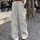 thumbnail image 1 of Pantalones de estilo americano de verano con cintura alta y cordón para mujer que muestran pantalones anchos y ceñidos, 1 of 4