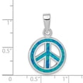 thumbnail image 3 of Sterling Silver Blue Inlay Created Opal Peace Sign Pendant Charm, 3 of 4