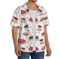 thumbnail image 2 of Uemuo Birthday Cake Pattern Cotton Linen Short Sleeve Shirts,Casual Lightweight Button Down Shirts,Vacation Beach Summer Tops-Small, 2 of 7