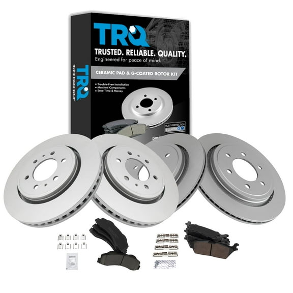 TRQ Front and Rear Brake Pad & Rotor Kit Brake Pads Brake Rotor Ceramic Premium G-Coated Fits Select 2015-2017 Ford F-150